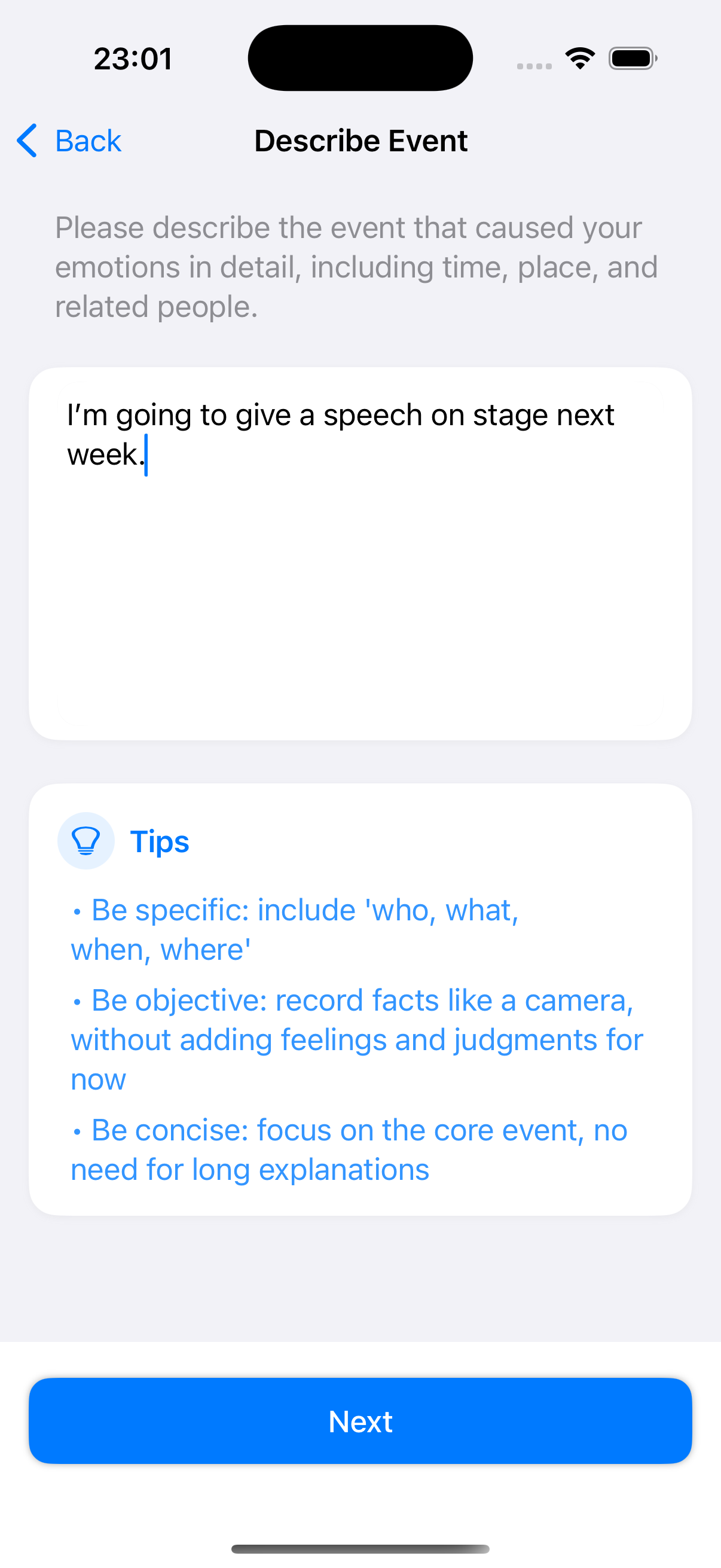 Emotion Recording Page