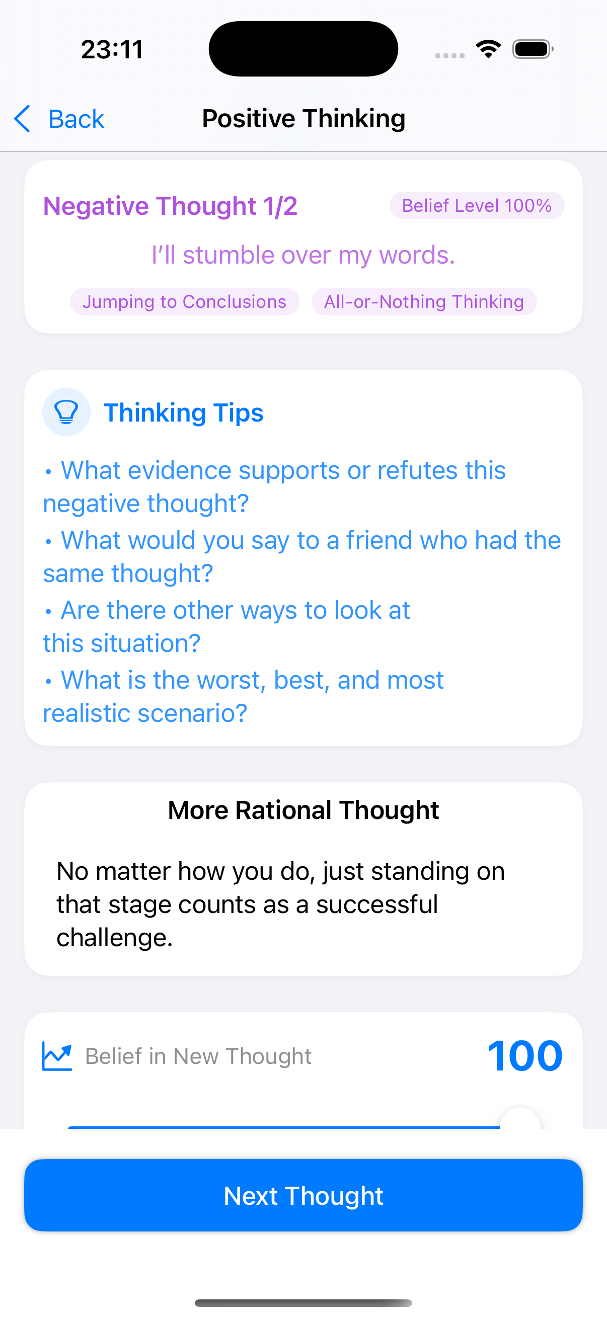 Positive Thought Reframing